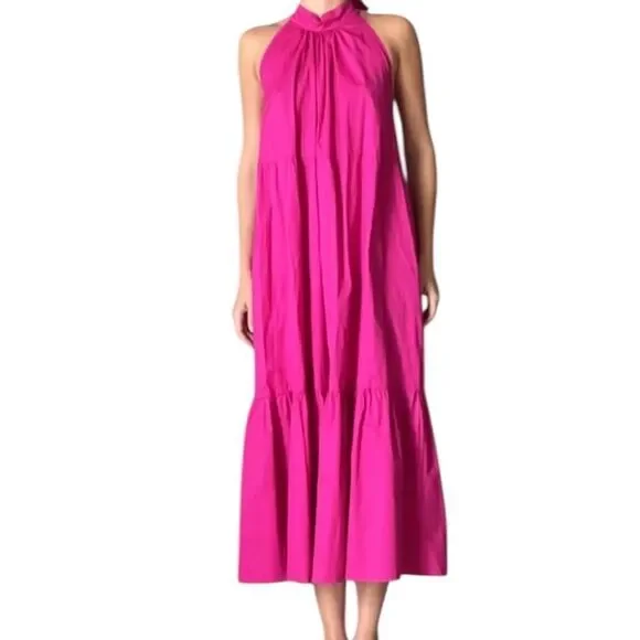 NWT Monica Nera Demi Midi Pink Dress Orchid Flower Size S - Picture 6 of 11